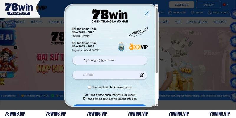 Đăng nhập 78Win dễ dàng qua trang web của nhà cái 